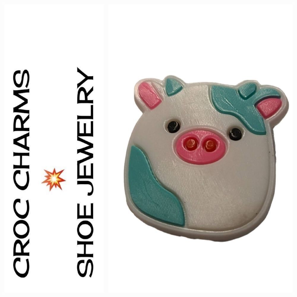 6/$20 Rubber Shoe Charm 🌟 Squishmallows Belana Teal Green Cow Shoe Jewelry